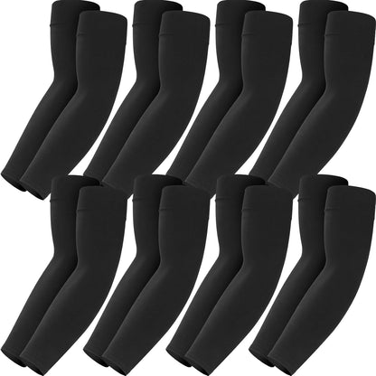 8 Pairs Soft Arm Sleeves, UV Sun Protection Cooling Compression Arm Covers for Outdoor Work, Sports, Men & Women
