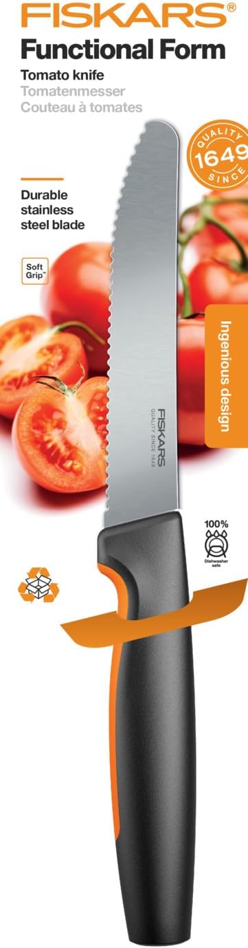 Tomato Knife, Functional Form, Total Length: 23 cm, Japanese Stainless Steel/Plastic, 1057543