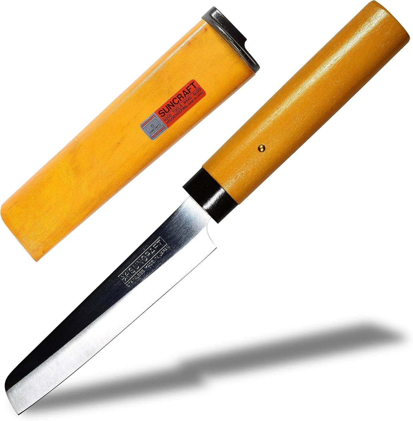 Fruit Knife Japanese Paring Knife with Sheath 8.5” Stainless Steel Blade | Seki Japan Wooden Knife Japanese Petty Knife
