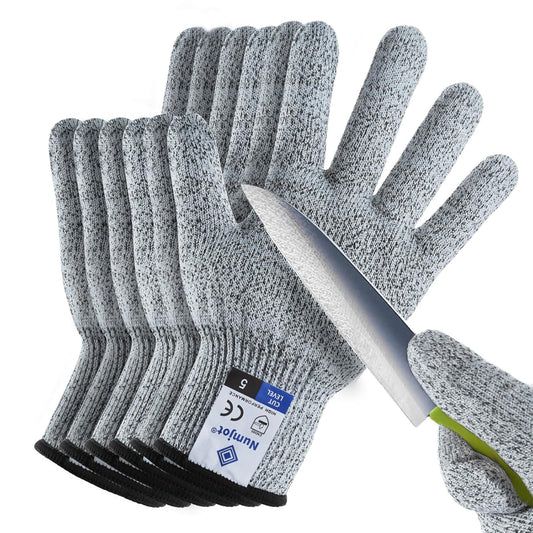 Cutting Gloves,3 Pairs Food Grade Level 5 Protection, Safety Kitchen Cut Gloves for Oyster Shucking, Fish Fillet Processing, Mandolin Slicing, Meat Cutting and Wood Carving(Gray-Large)