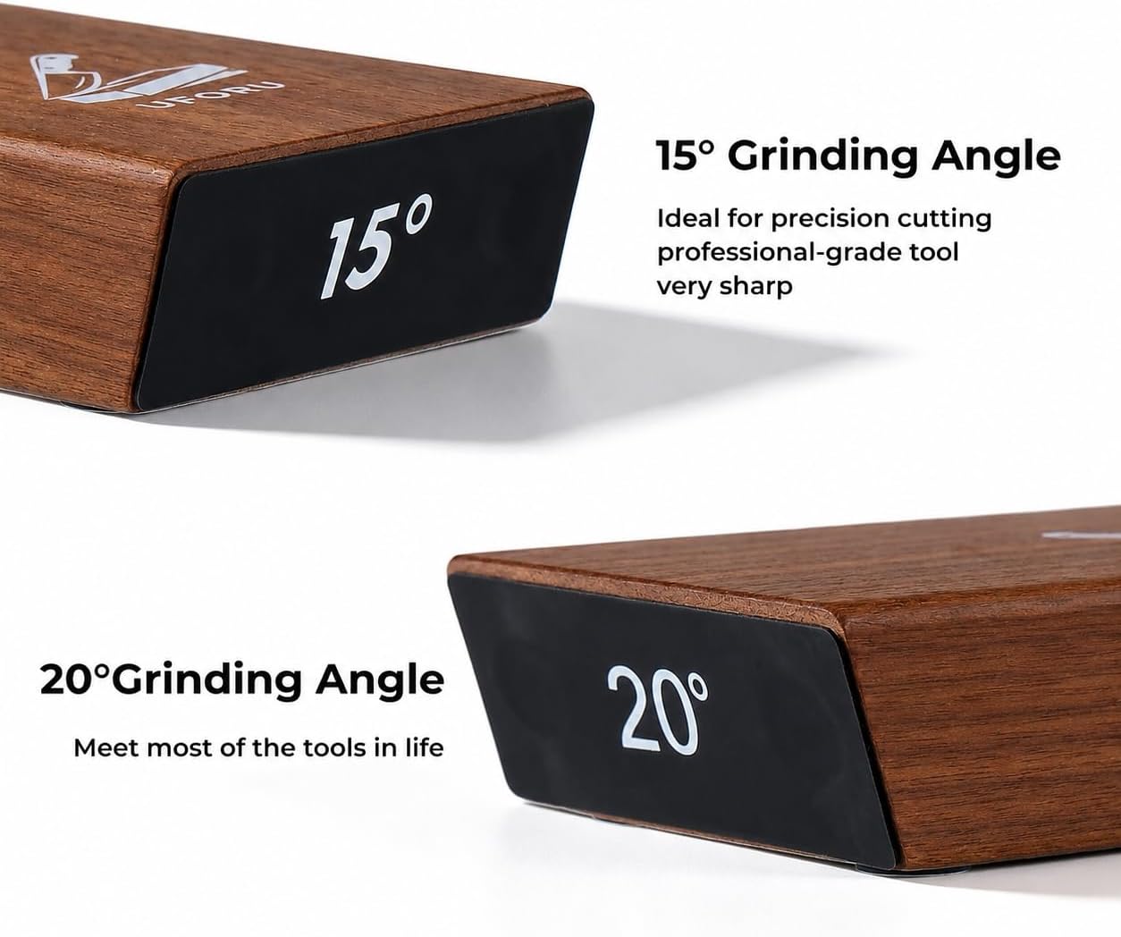 Rolling Knife Sharpener Kit,15° & 20° Magnetic Guide,Diamond Discs | Wooden Sharpening System with Leather Strop for Chef and Kitchen Knives,Helps Restore and Polish Straight Blade Edges