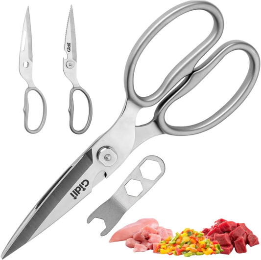 Premium Kitchen Scissors All Stainless Steel – Lifetime Replace. Warranty* | Heavy Duty Kitchen Shears for Food & Cooking - All Purpose Sharp Scissors – Dishwasher Safe, Comes Apart -Easy Cleaning