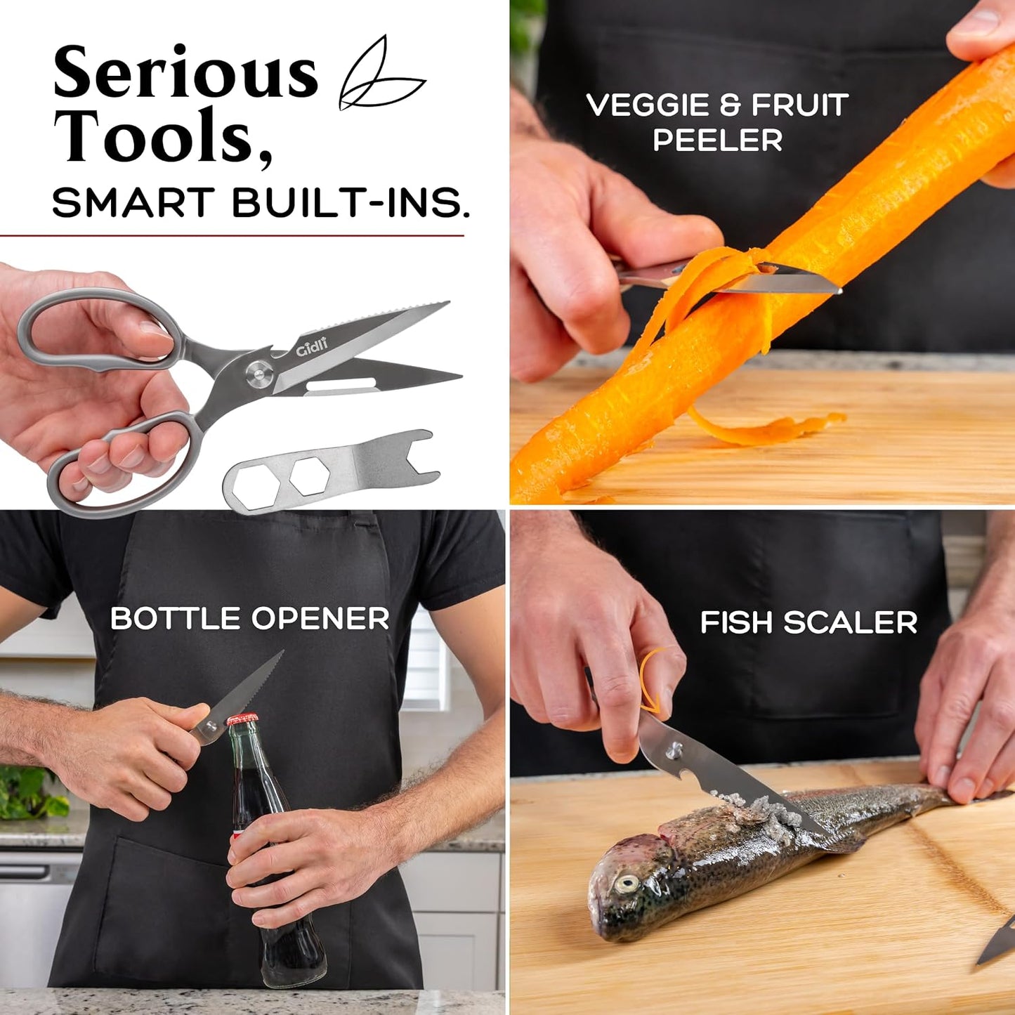 Premium Kitchen Scissors All Stainless Steel – Lifetime Replace. Warranty* | Heavy Duty Kitchen Shears for Food & Cooking - All Purpose Sharp Scissors – Dishwasher Safe, Comes Apart -Easy Cleaning