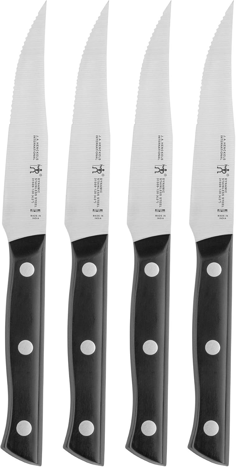 Dynamic Razor-Sharp Steak Knife Set of 4, German Engineered Informed by 100+ Years of Mastery