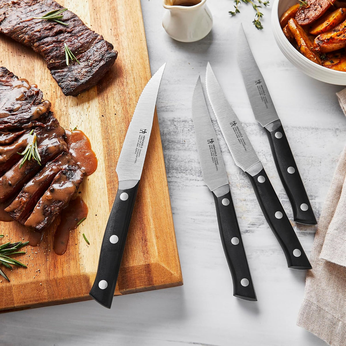 Dynamic Razor-Sharp Steak Knife Set of 4, German Engineered Informed by 100+ Years of Mastery