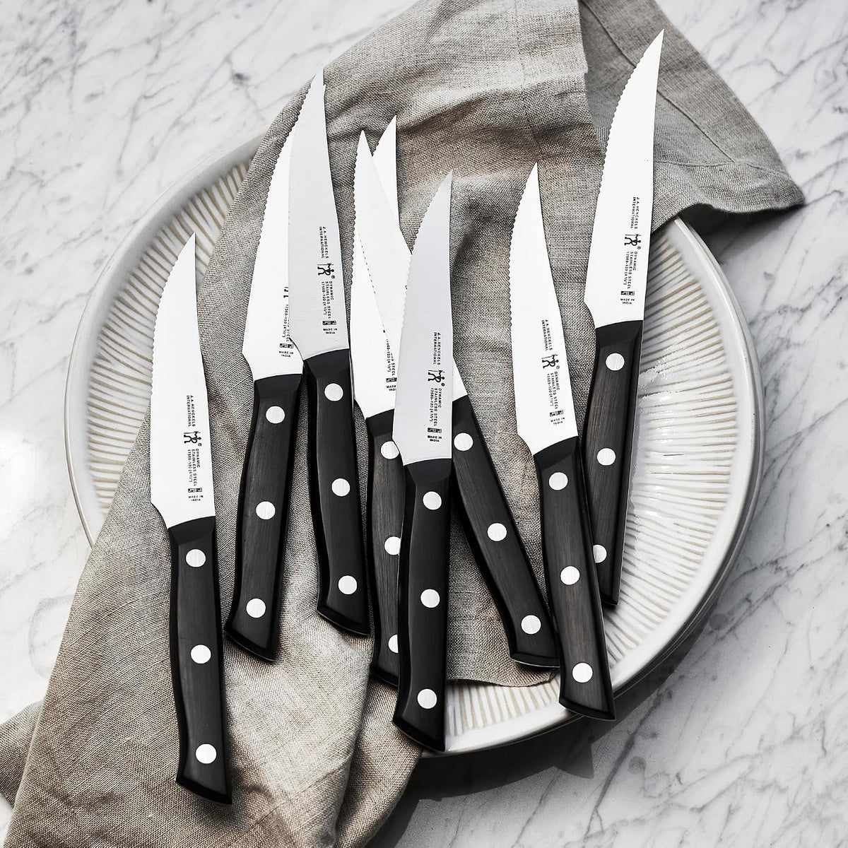 Dynamic Razor-Sharp Steak Knife Set of 4, German Engineered Informed by 100+ Years of Mastery