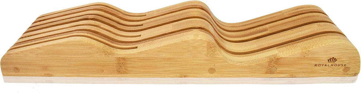 Bamboo Knife Block Holder, In-Drawer Knife Drawer Organizer,Knife Block without Knives, Fit for 7 Knives, Perfect for Home and Chefs, Gift for Any Occasion and Housewarming