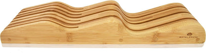 Bamboo Knife Block Holder, In-Drawer Knife Drawer Organizer,Knife Block without Knives, Fit for 7 Knives, Perfect for Home and Chefs, Gift for Any Occasion and Housewarming