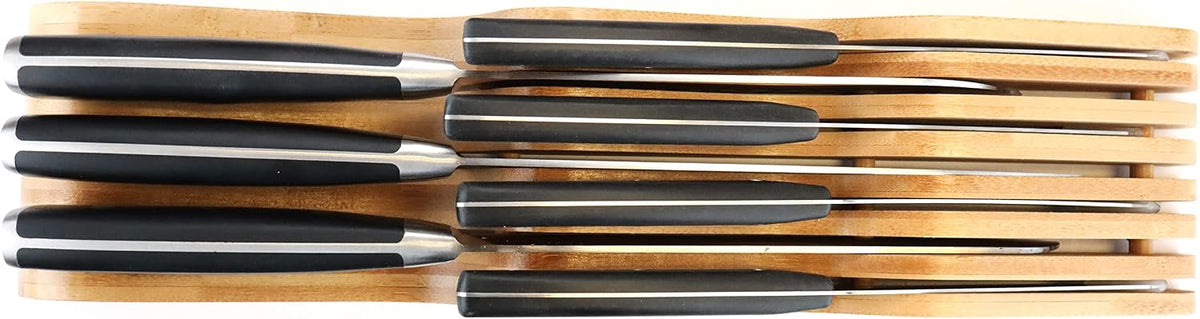 Bamboo Knife Block Holder, In-Drawer Knife Drawer Organizer,Knife Block without Knives, Fit for 7 Knives, Perfect for Home and Chefs, Gift for Any Occasion and Housewarming