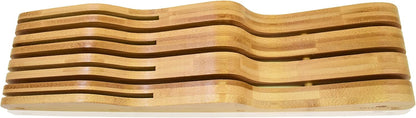 Bamboo Knife Block Holder, In-Drawer Knife Drawer Organizer,Knife Block without Knives, Fit for 7 Knives, Perfect for Home and Chefs, Gift for Any Occasion and Housewarming
