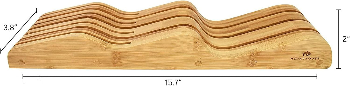 Bamboo Knife Block Holder, In-Drawer Knife Drawer Organizer,Knife Block without Knives, Fit for 7 Knives, Perfect for Home and Chefs, Gift for Any Occasion and Housewarming