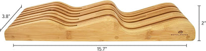 Bamboo Knife Block Holder, In-Drawer Knife Drawer Organizer,Knife Block without Knives, Fit for 7 Knives, Perfect for Home and Chefs, Gift for Any Occasion and Housewarming