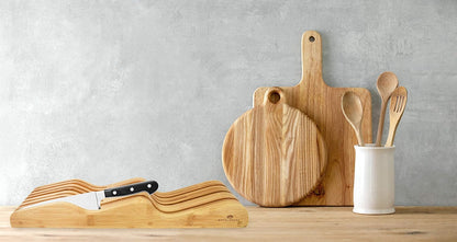 Bamboo Knife Block Holder, In-Drawer Knife Drawer Organizer,Knife Block without Knives, Fit for 7 Knives, Perfect for Home and Chefs, Gift for Any Occasion and Housewarming