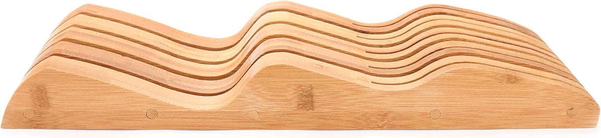 Bamboo Knife Block Holder, In-Drawer Knife Drawer Organizer,Knife Block without Knives, Fit for 7 Knives, Perfect for Home and Chefs, Gift for Any Occasion and Housewarming