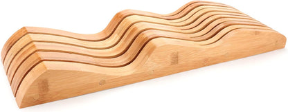 Bamboo Knife Block Holder, In-Drawer Knife Drawer Organizer,Knife Block without Knives, Fit for 7 Knives, Perfect for Home and Chefs, Gift for Any Occasion and Housewarming
