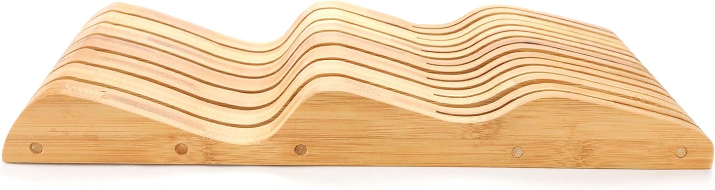 Bamboo Knife Block Holder, In-Drawer Knife Drawer Organizer,Knife Block without Knives, Fit for 7 Knives, Perfect for Home and Chefs, Gift for Any Occasion and Housewarming