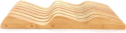 Bamboo Knife Block Holder, In-Drawer Knife Drawer Organizer,Knife Block without Knives, Fit for 7 Knives, Perfect for Home and Chefs, Gift for Any Occasion and Housewarming