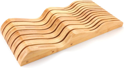 Bamboo Knife Block Holder, In-Drawer Knife Drawer Organizer,Knife Block without Knives, Fit for 7 Knives, Perfect for Home and Chefs, Gift for Any Occasion and Housewarming