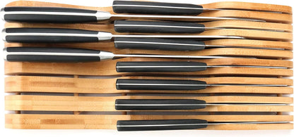 Bamboo Knife Block Holder, In-Drawer Knife Drawer Organizer,Knife Block without Knives, Fit for 7 Knives, Perfect for Home and Chefs, Gift for Any Occasion and Housewarming