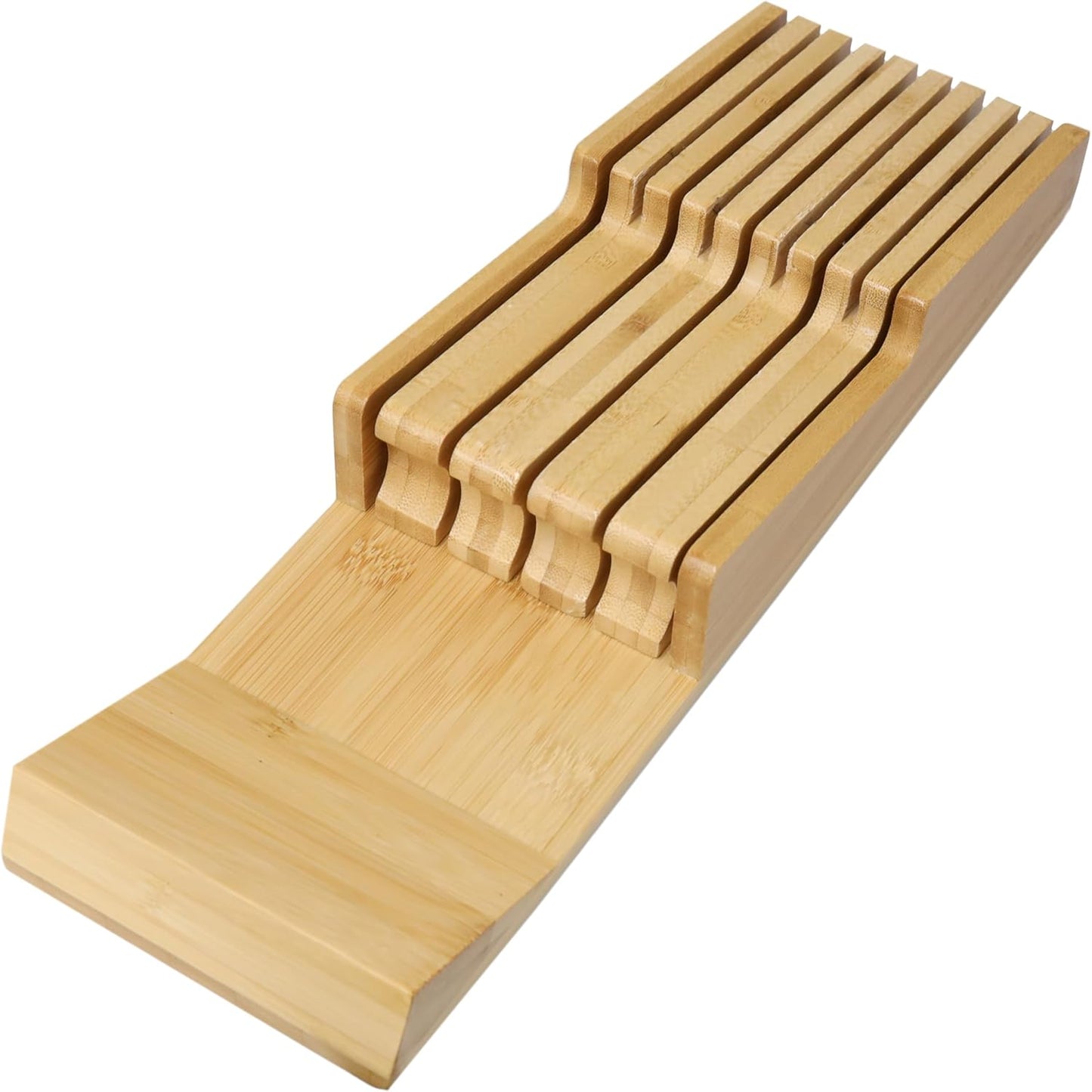 Bamboo Knife Block Holder, In-Drawer Knife Drawer Organizer,Knife Block without Knives, Fit for 7 Knives, Perfect for Home and Chefs, Gift for Any Occasion and Housewarming