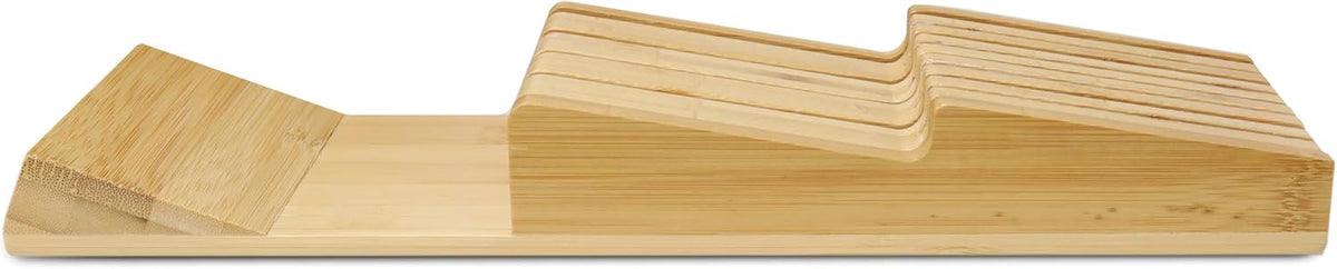 Bamboo Knife Block Holder, In-Drawer Knife Drawer Organizer,Knife Block without Knives, Fit for 7 Knives, Perfect for Home and Chefs, Gift for Any Occasion and Housewarming