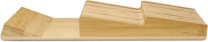 Bamboo Knife Block Holder, In-Drawer Knife Drawer Organizer,Knife Block without Knives, Fit for 7 Knives, Perfect for Home and Chefs, Gift for Any Occasion and Housewarming