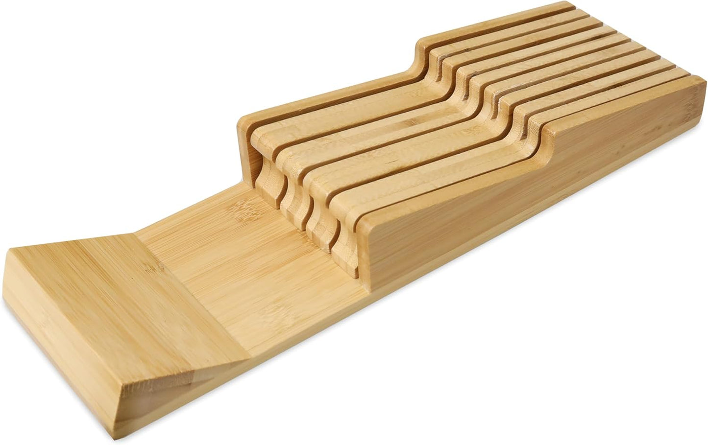 Bamboo Knife Block Holder, In-Drawer Knife Drawer Organizer,Knife Block without Knives, Fit for 7 Knives, Perfect for Home and Chefs, Gift for Any Occasion and Housewarming