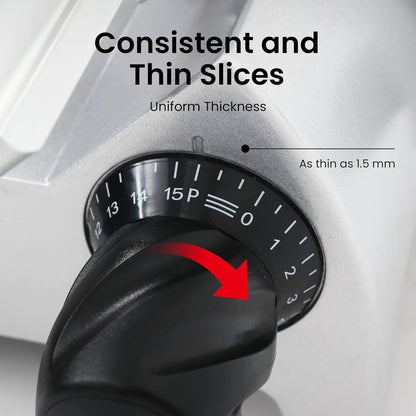 8" Commercial Meat Slicer Built-in Sharpener | Electric Meat Slicer, 1/4 HP, Italian Carbon Steel Blade, Adjustable Thickness, Deli Meat Slicer for Meat, Cheese, Bread