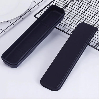 2Pcs Simple Utensil Holder with Lid, Portable Flatware Box Travel Tableware Storage Case, Simple Tableware Storage Box Case for Cutlery Kit (White、Black)