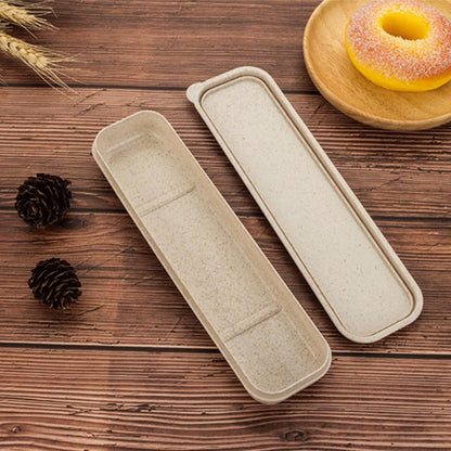 2Pcs Simple Utensil Holder with Lid, Portable Flatware Box Travel Tableware Storage Case, Simple Tableware Storage Box Case for Cutlery Kit (White、Black)