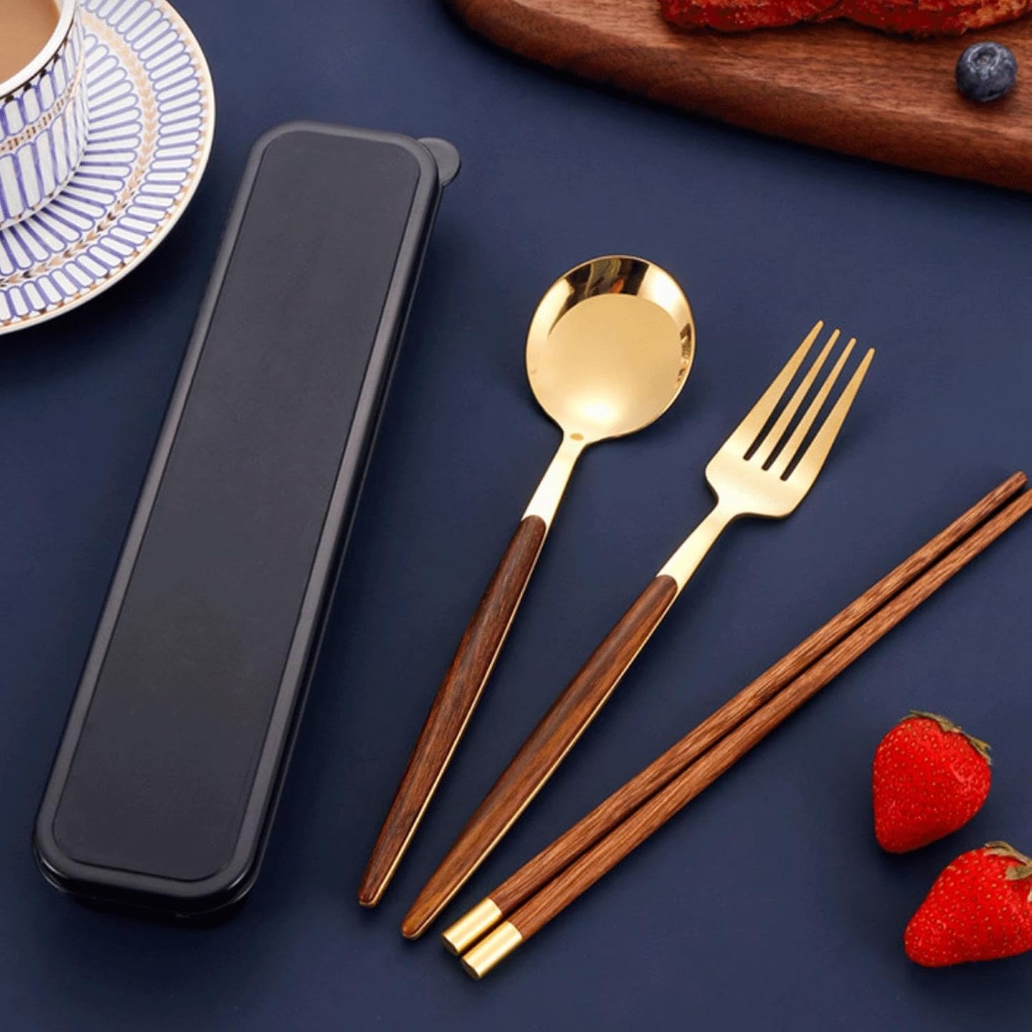 2Pcs Simple Utensil Holder with Lid, Portable Flatware Box Travel Tableware Storage Case, Simple Tableware Storage Box Case for Cutlery Kit (White、Black)