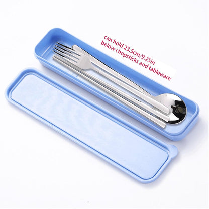 2Pcs Simple Utensil Holder with Lid, Portable Flatware Box Travel Tableware Storage Case, Simple Tableware Storage Box Case for Cutlery Kit (White、Black)
