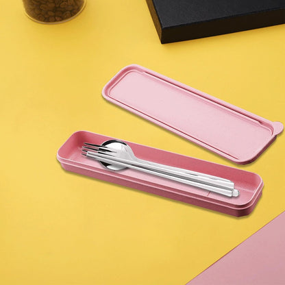 2Pcs Simple Utensil Holder with Lid, Portable Flatware Box Travel Tableware Storage Case, Simple Tableware Storage Box Case for Cutlery Kit (White、Black)