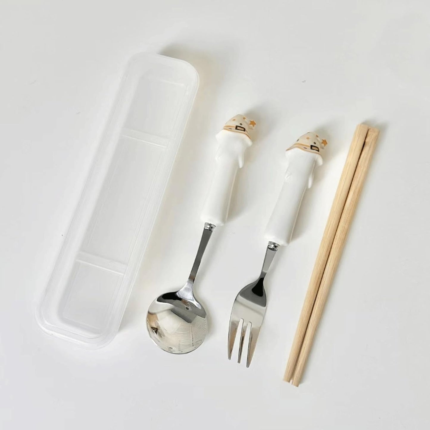 2Pcs Simple Utensil Holder with Lid, Portable Flatware Box Travel Tableware Storage Case, Simple Tableware Storage Box Case for Cutlery Kit (White、Black)