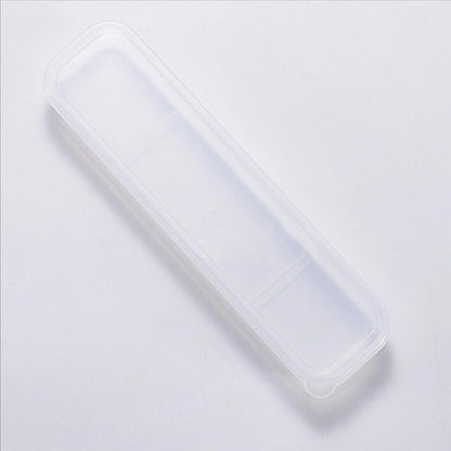 2Pcs Simple Utensil Holder with Lid, Portable Flatware Box Travel Tableware Storage Case, Simple Tableware Storage Box Case for Cutlery Kit (White、Black)