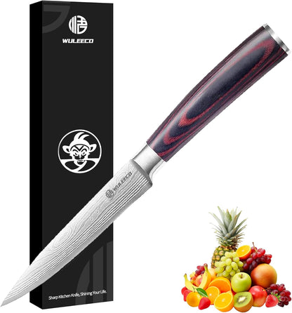 Utility Knife, 5 Inch Chef Knife, Ultra Sharp Kitchen Knife with High Carbon Stainless Steel Blade, Multipurpose Kitchen Knife with Ergonomic Pakkawood Handle and Gift Box