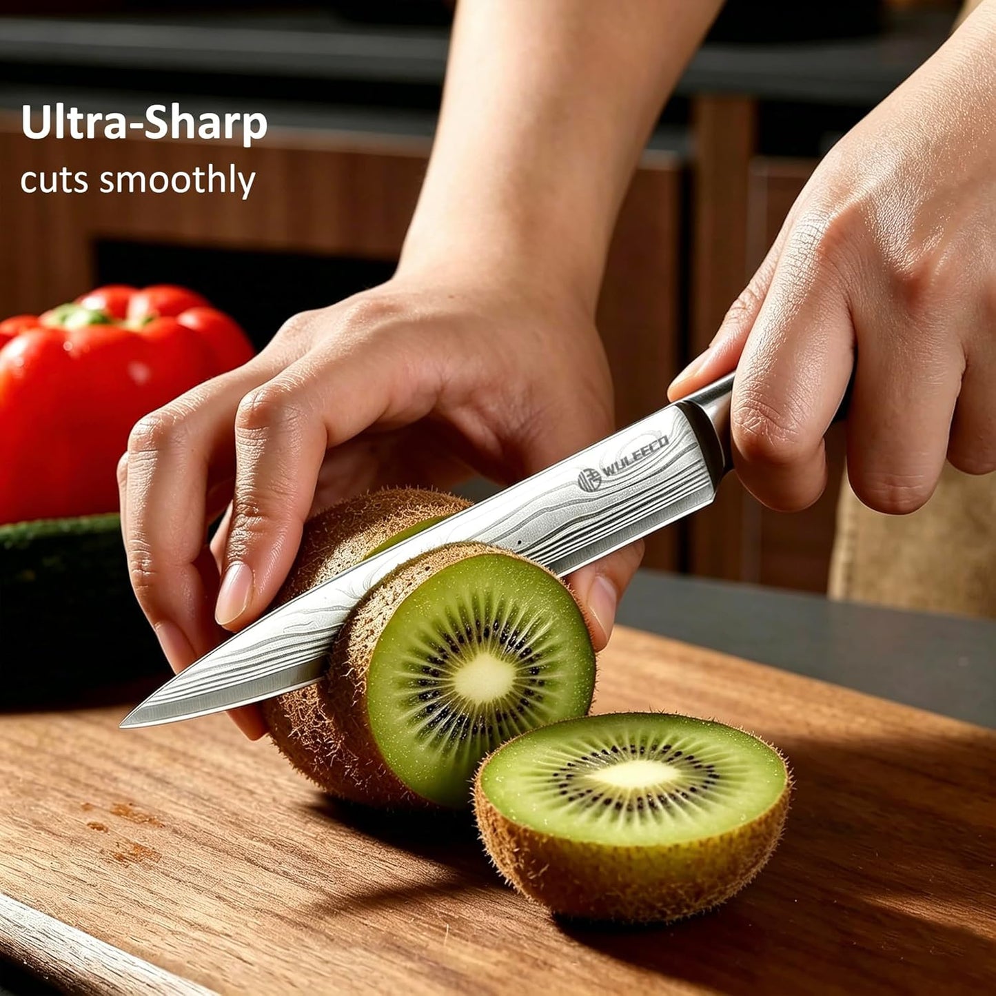 Utility Knife, 5 Inch Chef Knife, Ultra Sharp Kitchen Knife with High Carbon Stainless Steel Blade, Multipurpose Kitchen Knife with Ergonomic Pakkawood Handle and Gift Box