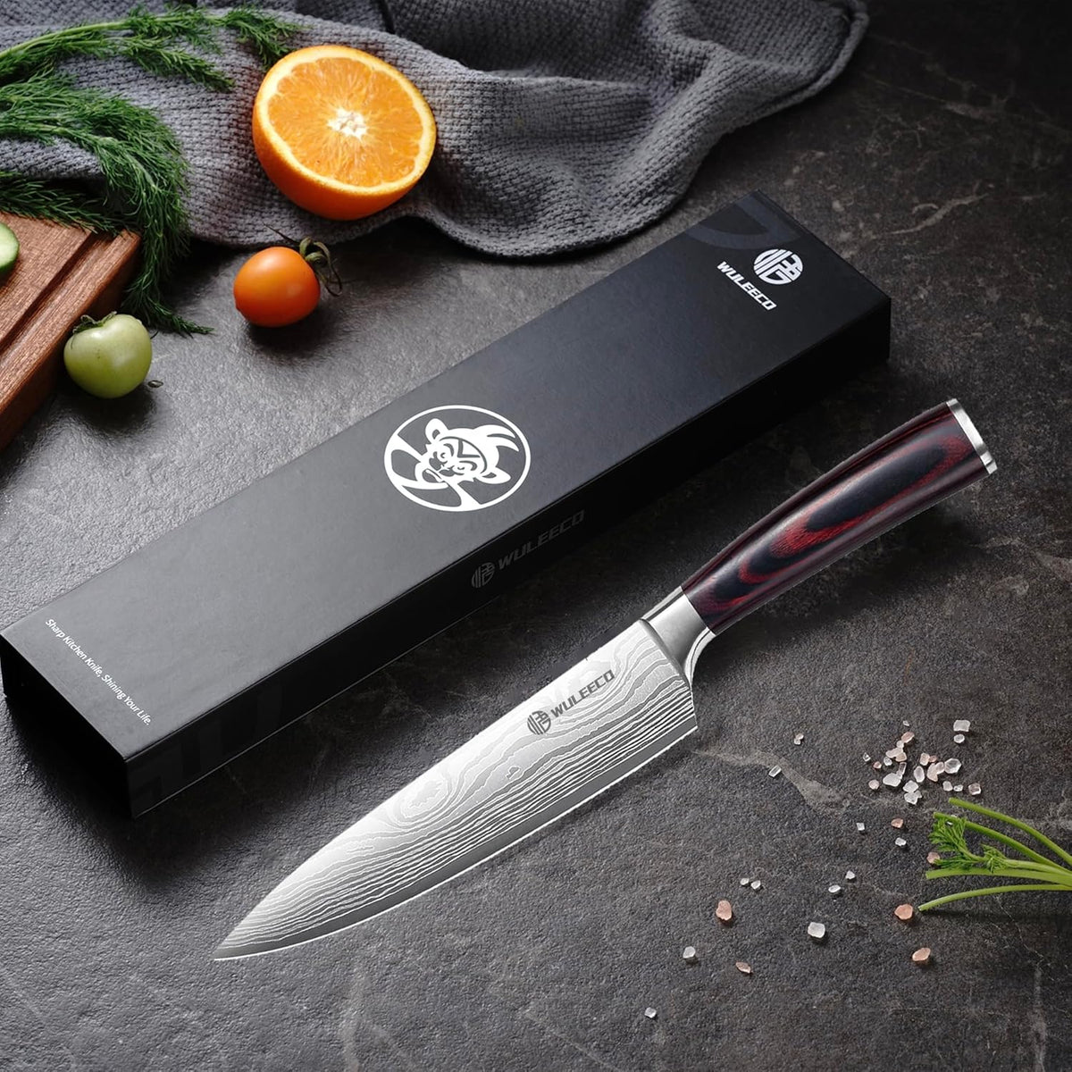 Utility Knife, 5 Inch Chef Knife, Ultra Sharp Kitchen Knife with High Carbon Stainless Steel Blade, Multipurpose Kitchen Knife with Ergonomic Pakkawood Handle and Gift Box