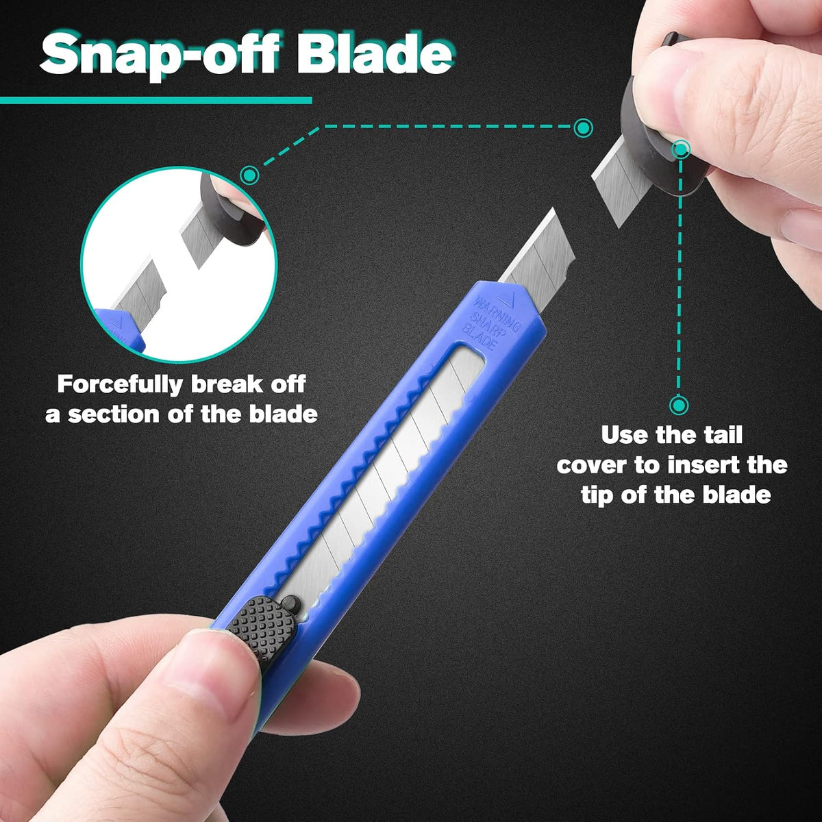 24Pack Box Cutters (9MM Wide Blade Cutter) Utility Knife Box Cutter Retractable, Compact, Extended Use for Heavy Duty Office, Home, Arts Crafts, Hobby(Mix)