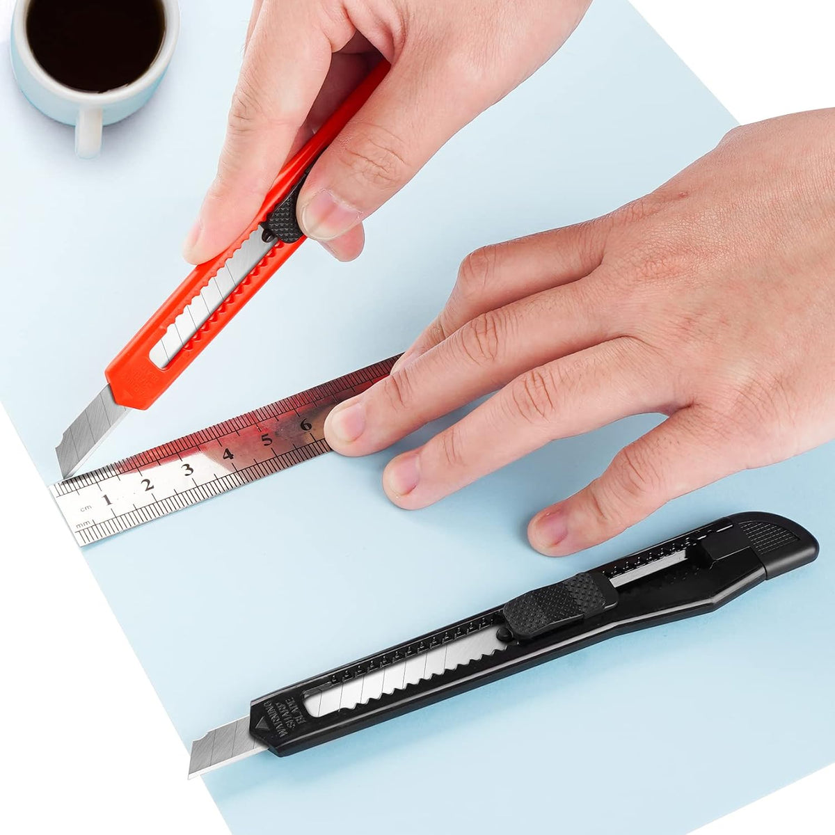 24Pack Box Cutters (9MM Wide Blade Cutter) Utility Knife Box Cutter Retractable, Compact, Extended Use for Heavy Duty Office, Home, Arts Crafts, Hobby(Mix)