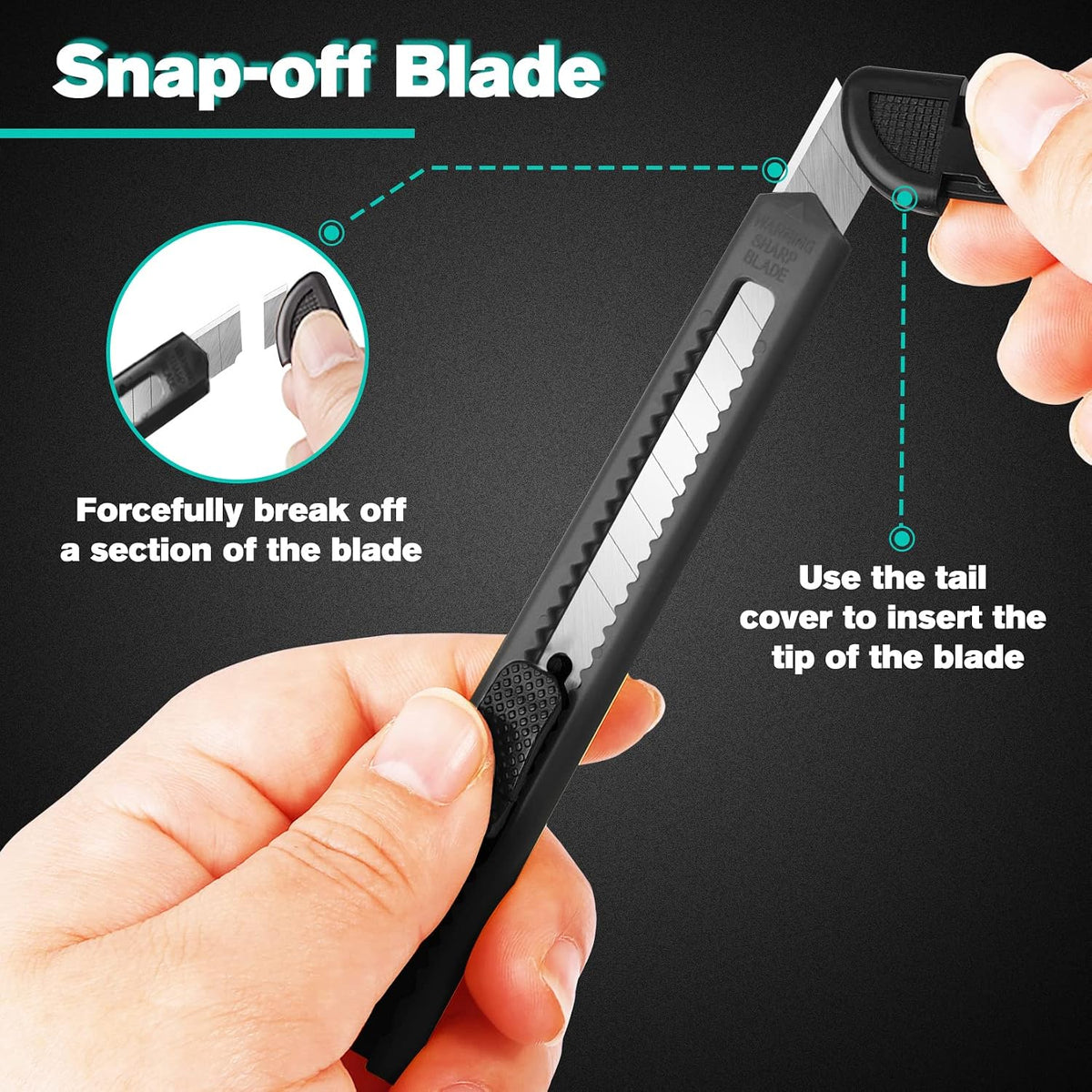 24Pack Box Cutters (9MM Wide Blade Cutter) Utility Knife Box Cutter Retractable, Compact, Extended Use for Heavy Duty Office, Home, Arts Crafts, Hobby(Mix)
