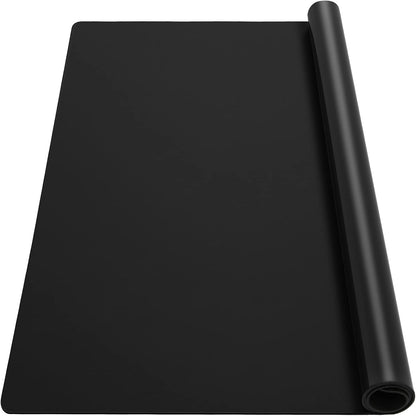 35.6x23.5 Inch Extra Large Silicone Mats for Kitchen Counter, 2MM Thick Heat Resistant Coffee Mat Bar Mat, Glass Top Stove Cover Countertop Protector for Air Fryer, Baking, Crafts, Black