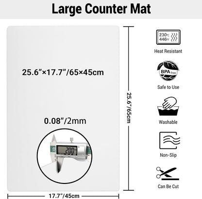 35.6x23.5 Inch Extra Large Silicone Mats for Kitchen Counter, 2MM Thick Heat Resistant Coffee Mat Bar Mat, Glass Top Stove Cover Countertop Protector for Air Fryer, Baking, Crafts, Black