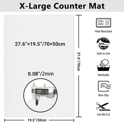 35.6x23.5 Inch Extra Large Silicone Mats for Kitchen Counter, 2MM Thick Heat Resistant Coffee Mat Bar Mat, Glass Top Stove Cover Countertop Protector for Air Fryer, Baking, Crafts, Black
