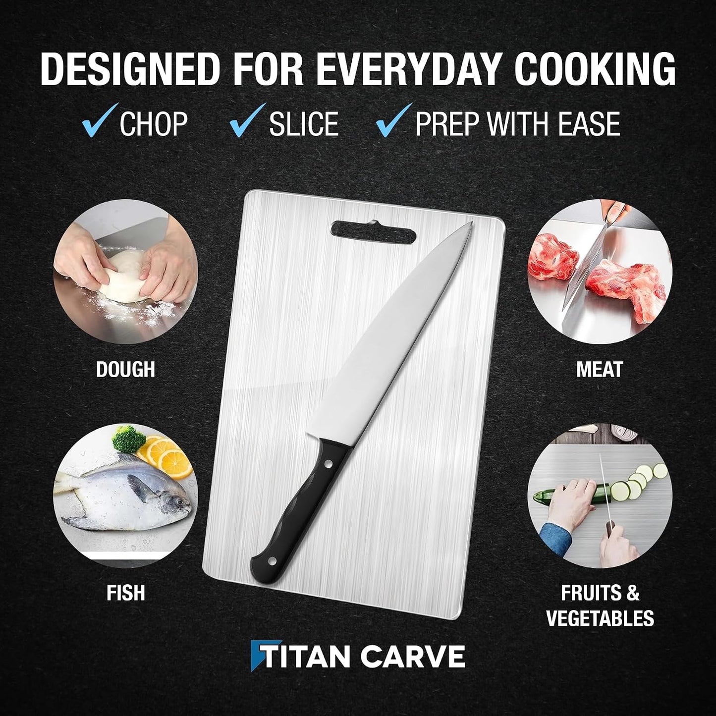 Titan Carve Titanium Cutting Board Double-Sided Metal Chopping Board