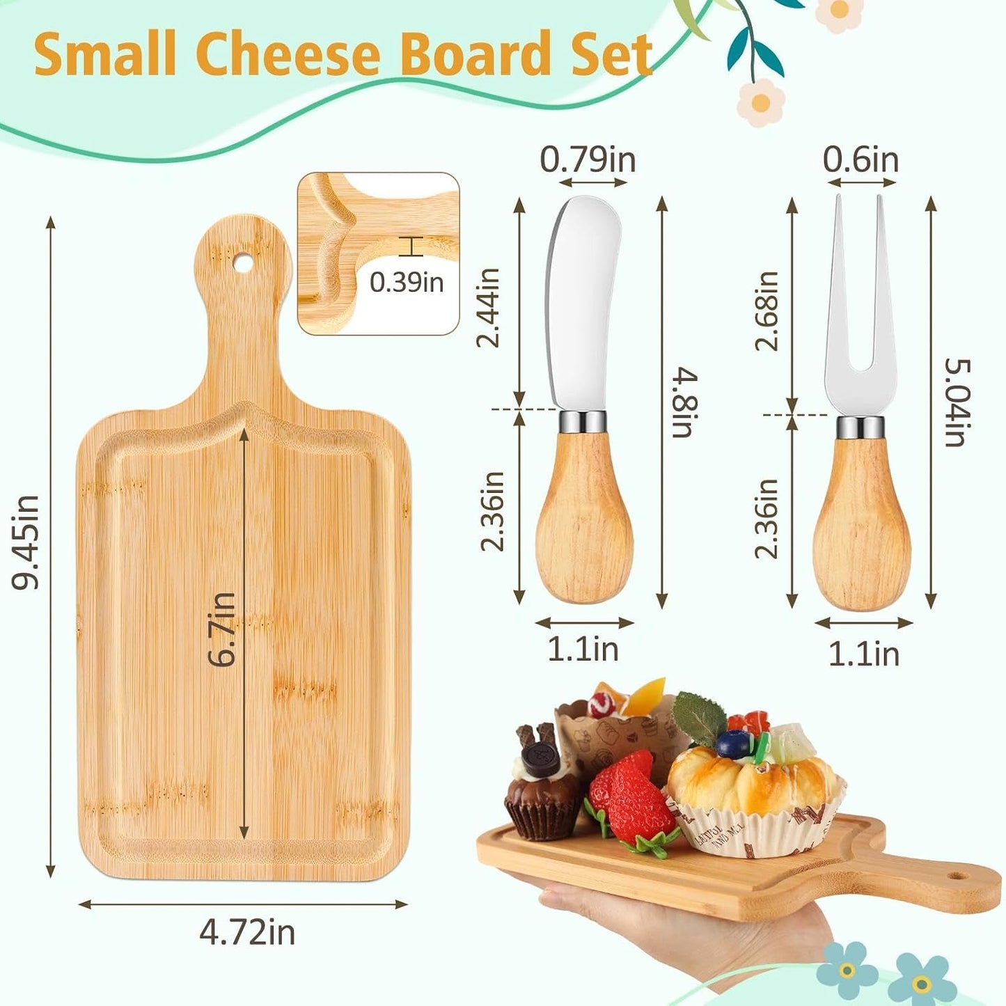 1 Set Baby Shower Prizes for Game Winners Mini Charcuterie Boards Set | Bamboo Bridal Shower Gifts for Guests, Wedding Favor Small Cheese Board Gift Set with Knives, Forks, Thank You Card &Gift Box