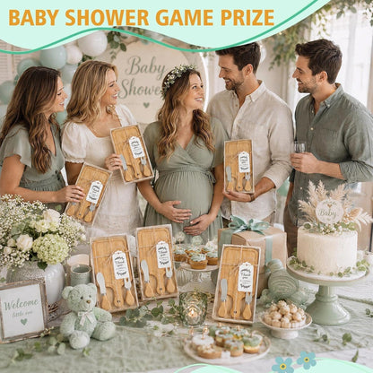 1 Set Baby Shower Prizes for Game Winners Mini Charcuterie Boards Set | Bamboo Bridal Shower Gifts for Guests, Wedding Favor Small Cheese Board Gift Set with Knives, Forks, Thank You Card &Gift Box