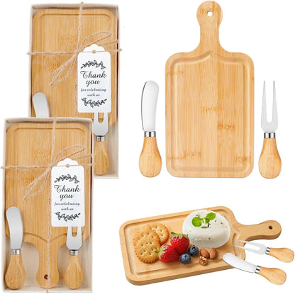 1 Set Baby Shower Prizes for Game Winners Mini Charcuterie Boards Set | Bamboo Bridal Shower Gifts for Guests, Wedding Favor Small Cheese Board Gift Set with Knives, Forks, Thank You Card &Gift Box