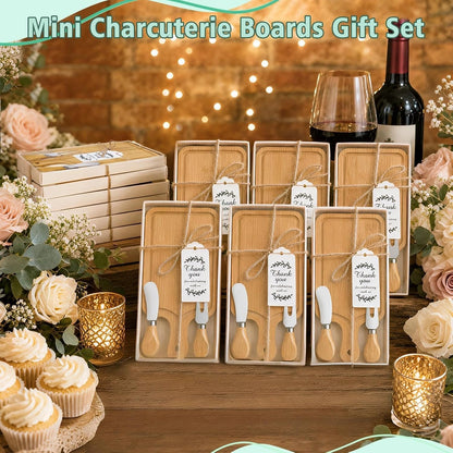 1 Set Baby Shower Prizes for Game Winners Mini Charcuterie Boards Set | Bamboo Bridal Shower Gifts for Guests, Wedding Favor Small Cheese Board Gift Set with Knives, Forks, Thank You Card &Gift Box