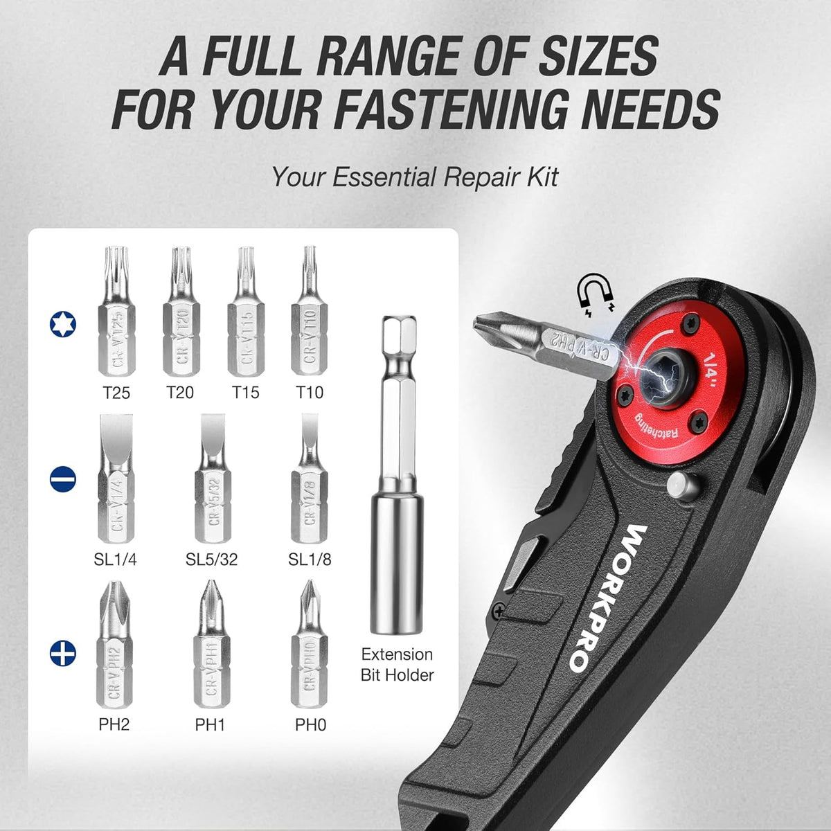 Folding Utility Knife, EDC Work Knife | 2-in-1 Multitool Knife with Ratcheting Screwdriver, Box Cutter Quick Blade Change, Extra 10 Bit Sets and SK5 Blades
